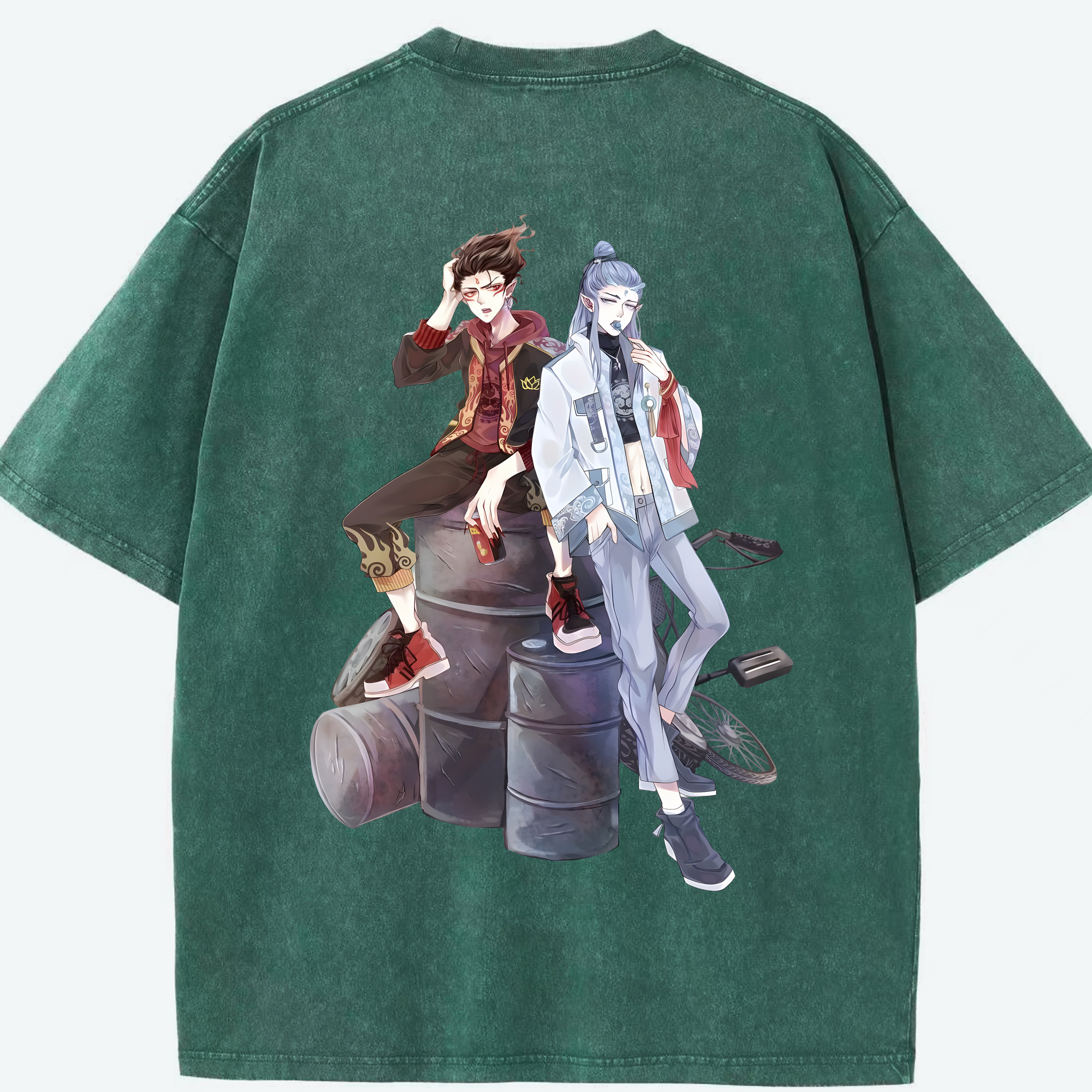 （画像用） Ne Zha 2 ナタ 魔童の大暴れ 綿100% ヴィンテージ風 半袖Tシャツ（背面プリント）